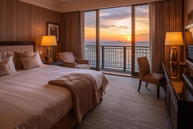 Area resepsionis hotel modern untuk proses booking dan check-in